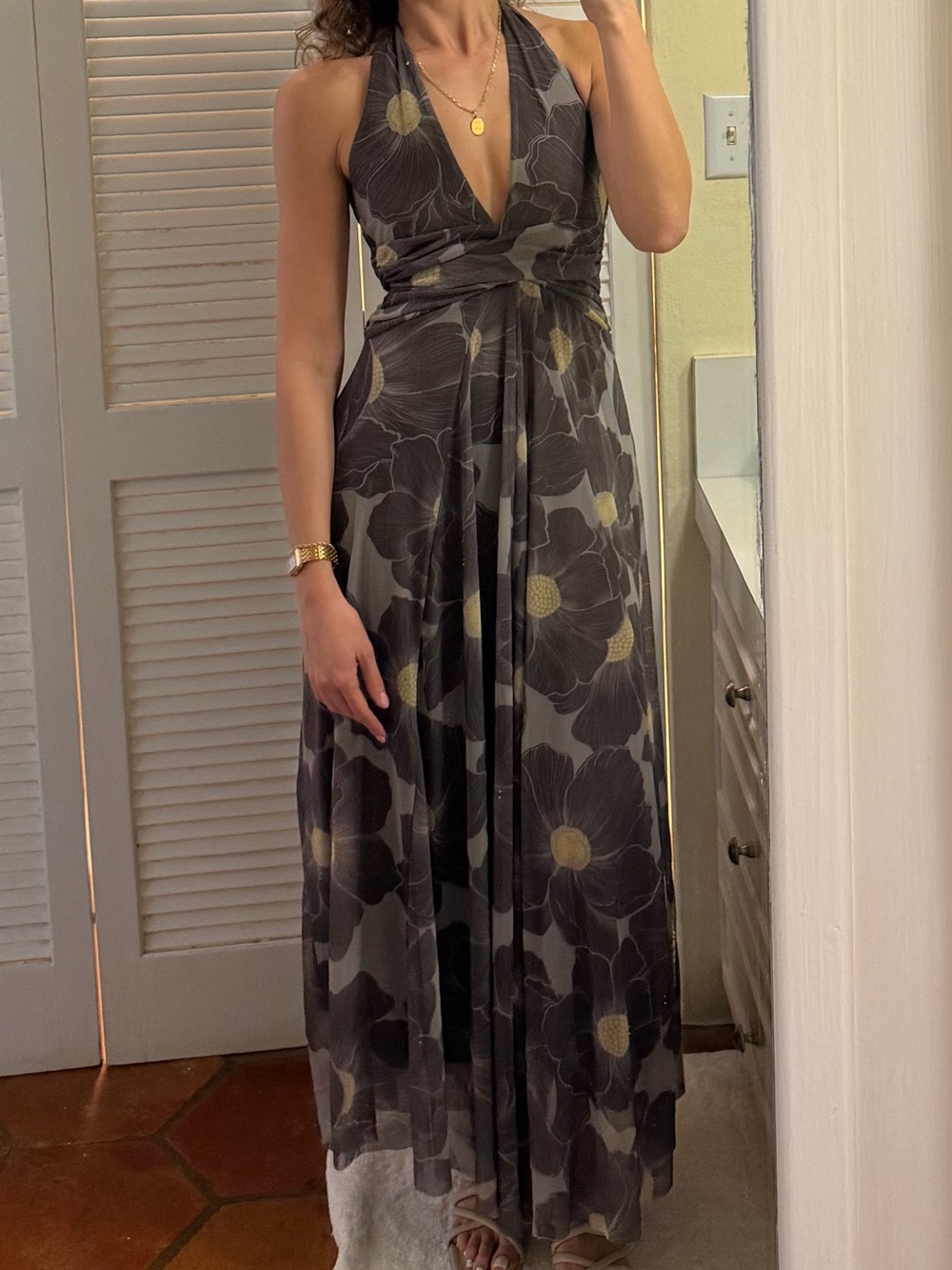 Zara Halter Floral Maxi Dress